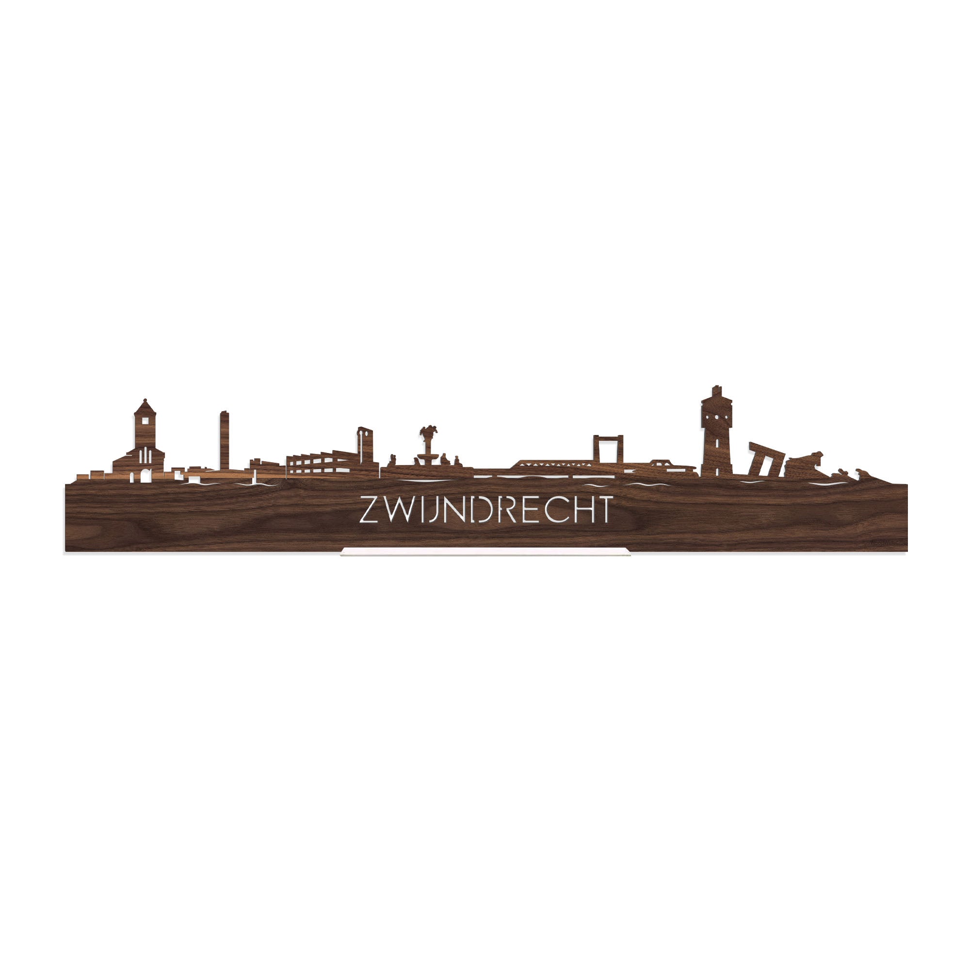 Standing Skyline Zwijndrecht Noten houten cadeau decoratie relatiegeschenk van WoodWideCities