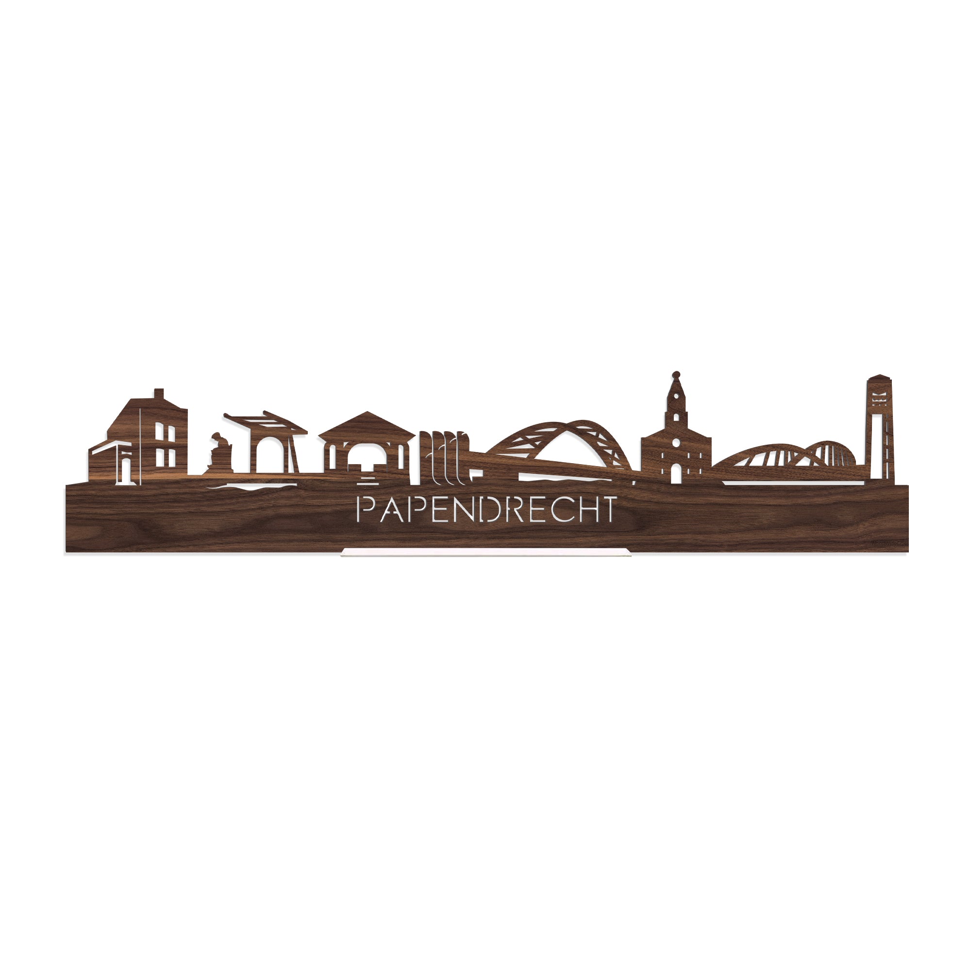 Standing Skyline papendrecht Noten houten cadeau decoratie relatiegeschenk van WoodWideCities