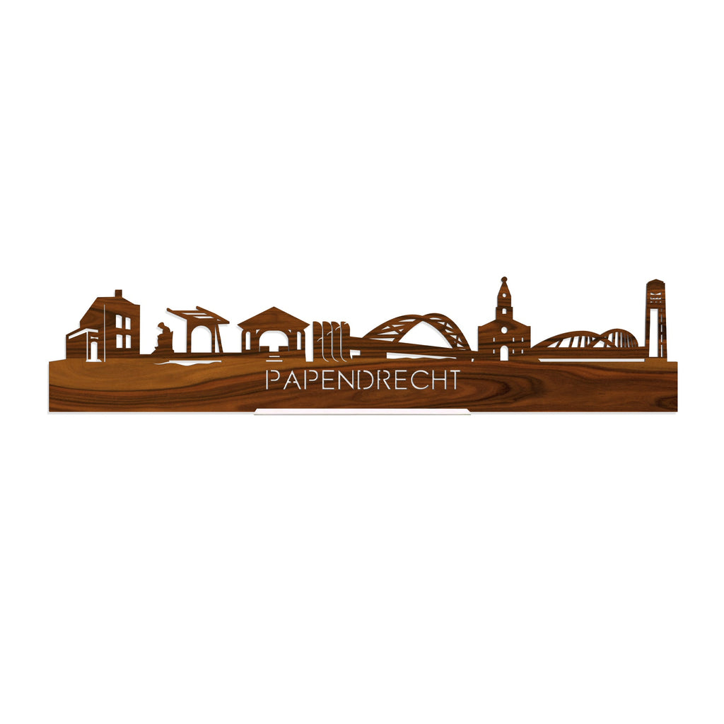 Standing Skyline papendrecht Palissander houten cadeau decoratie relatiegeschenk van WoodWideCities