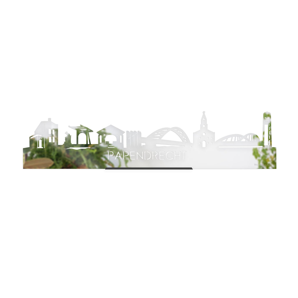 Standing Skyline papendrecht Spiegel 40 cm houten cadeau decoratie relatiegeschenk van WoodWideCities