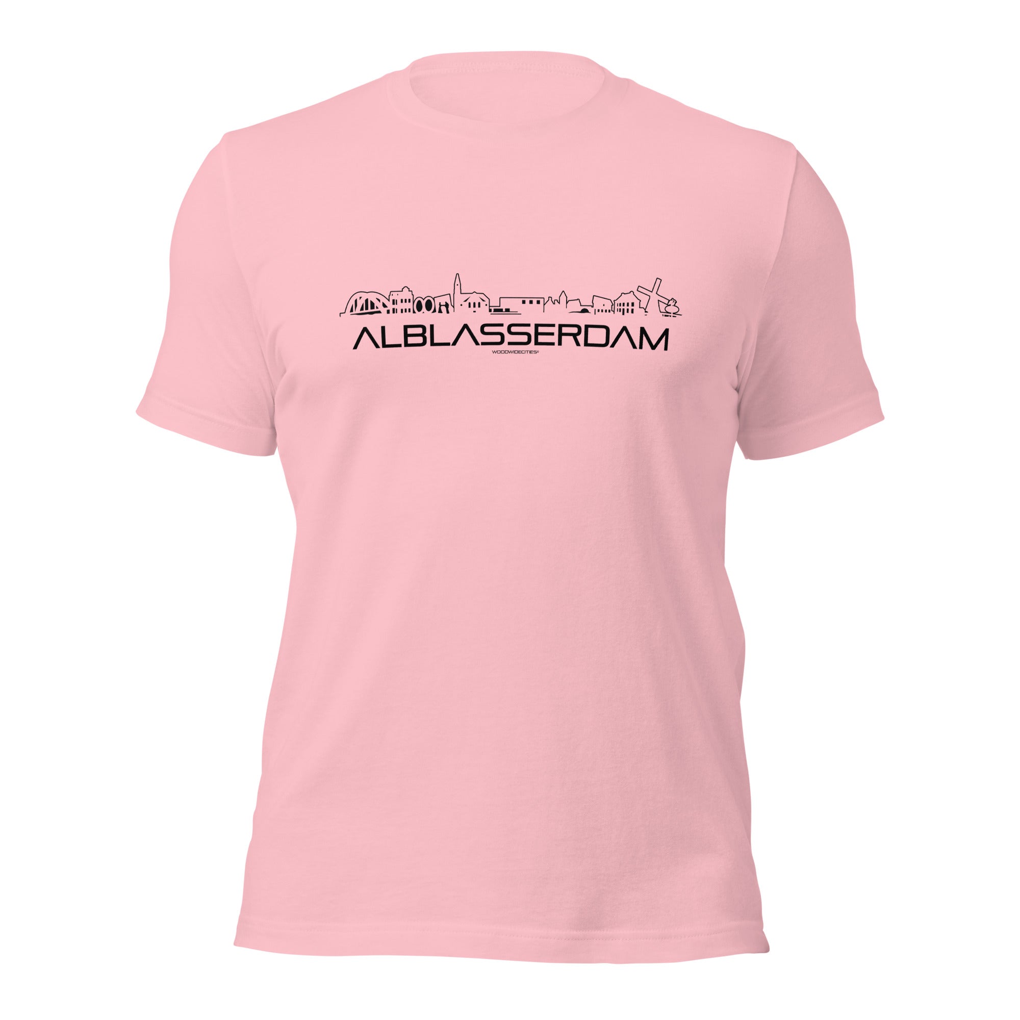 T-Shirt Alblasserdam Pink S houten cadeau decoratie relatiegeschenk van WoodWideCities