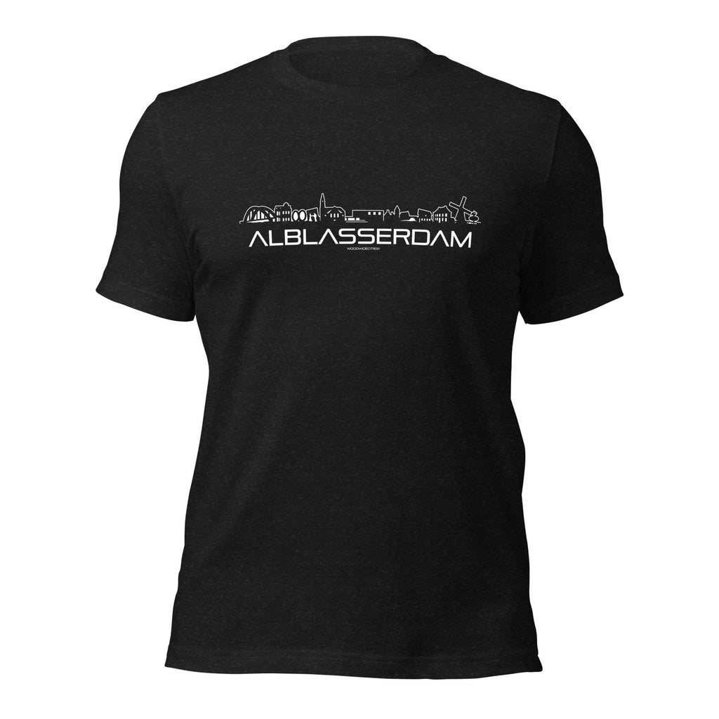 T-Shirt Alblasserdam Black Heather S houten cadeau decoratie relatiegeschenk van WoodWideCities