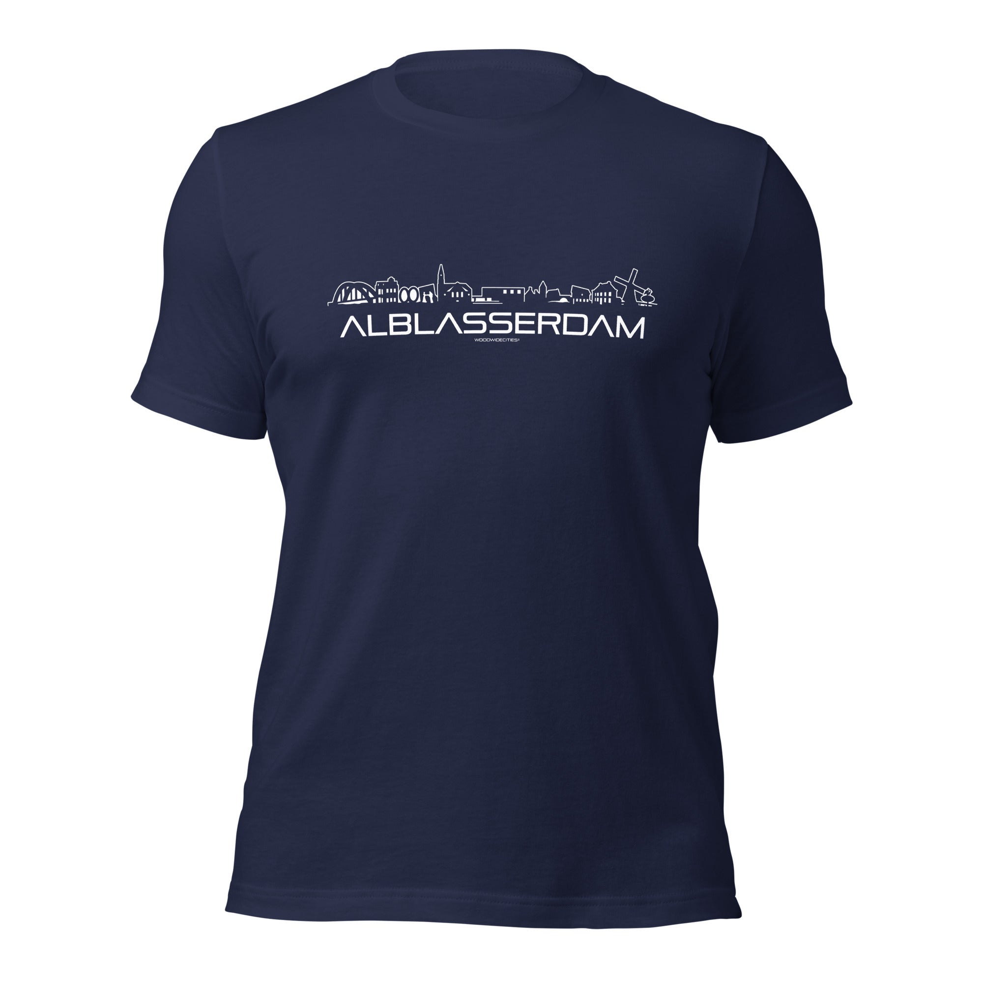 T-Shirt Alblasserdam Navy S houten cadeau decoratie relatiegeschenk van WoodWideCities