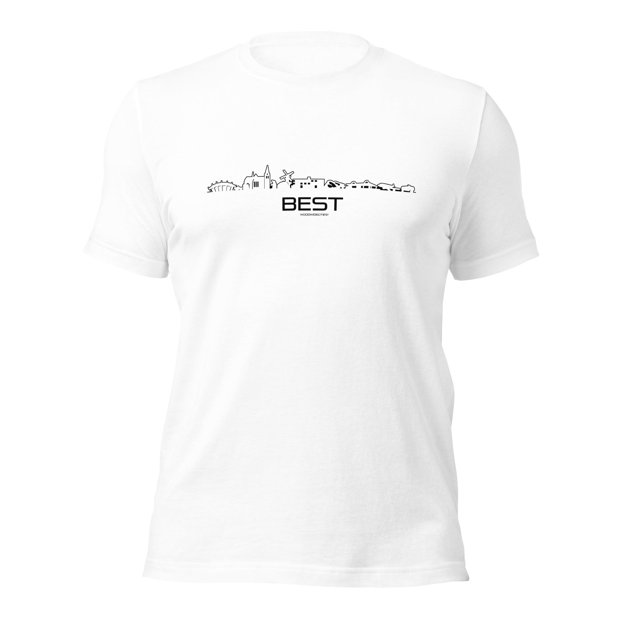 T-Shirt Best White S houten cadeau decoratie relatiegeschenk van WoodWideCities