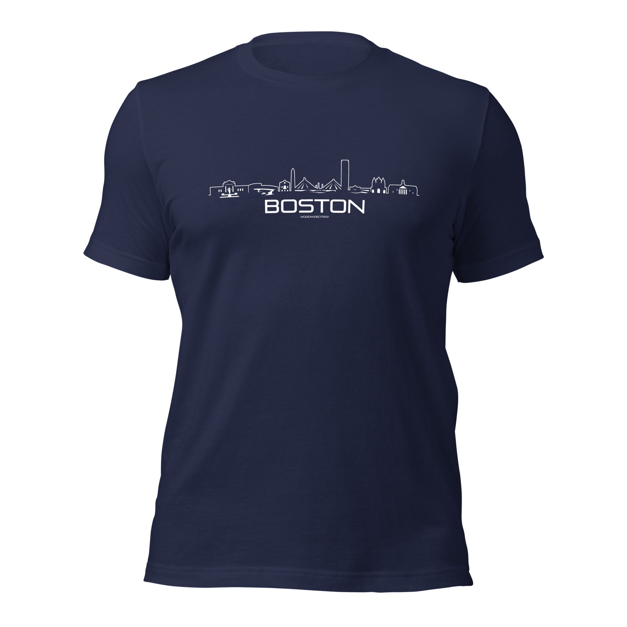 T-Shirt Boston Navy S houten cadeau decoratie relatiegeschenk van WoodWideCities