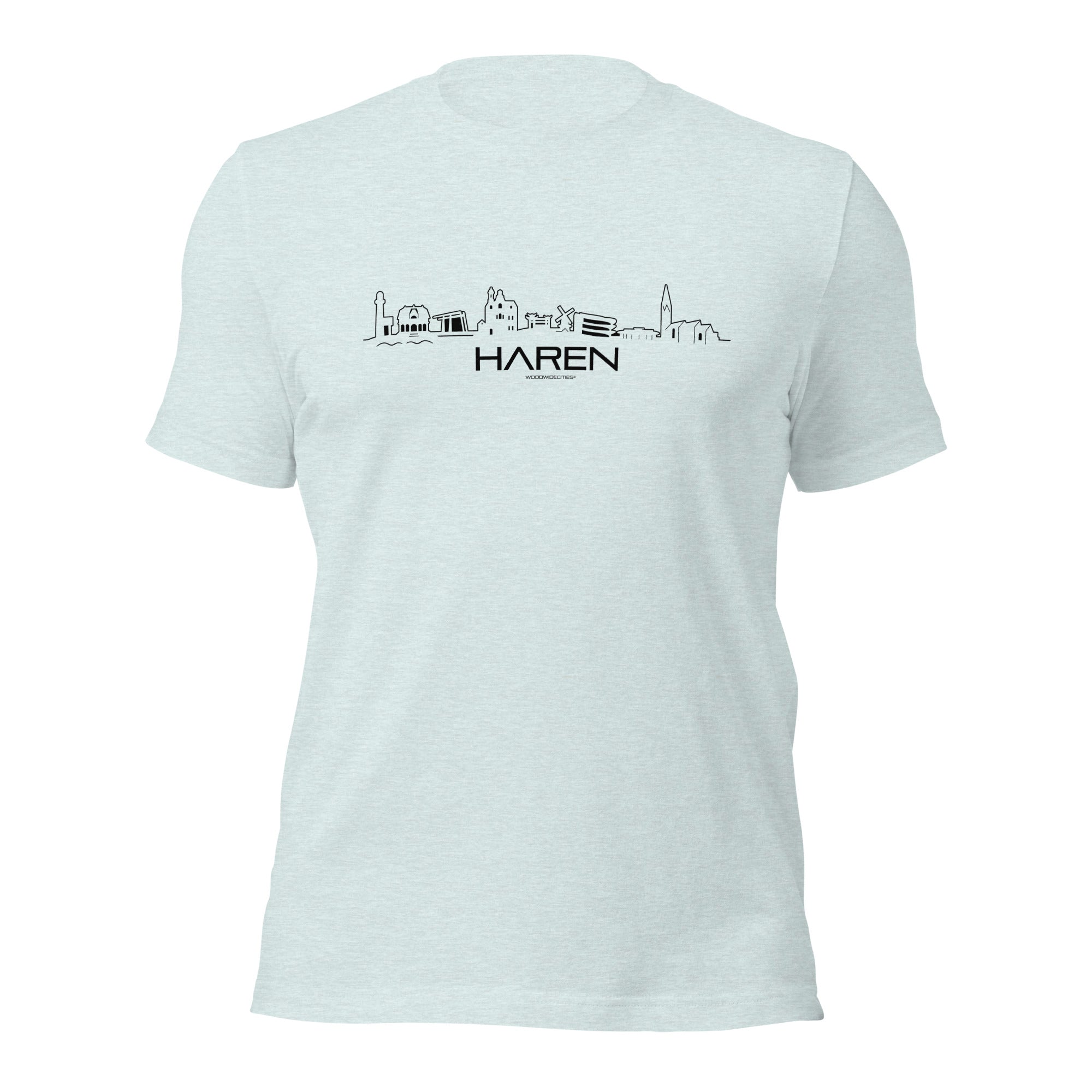 T-Shirt Haren Gemêleerd prisma ijsblauw S houten cadeau decoratie relatiegeschenk van WoodWideCities