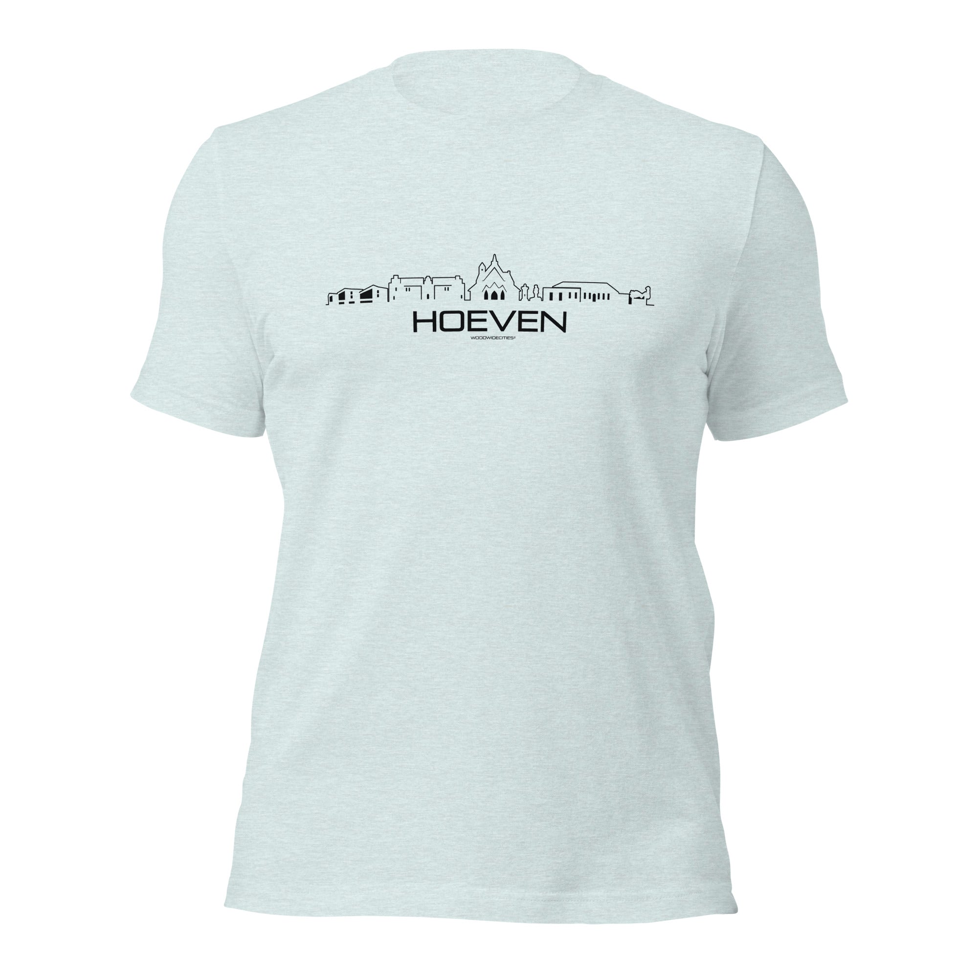 T-Shirt Hoeven Gemêleerd prisma ijsblauw S houten cadeau decoratie relatiegeschenk van WoodWideCities