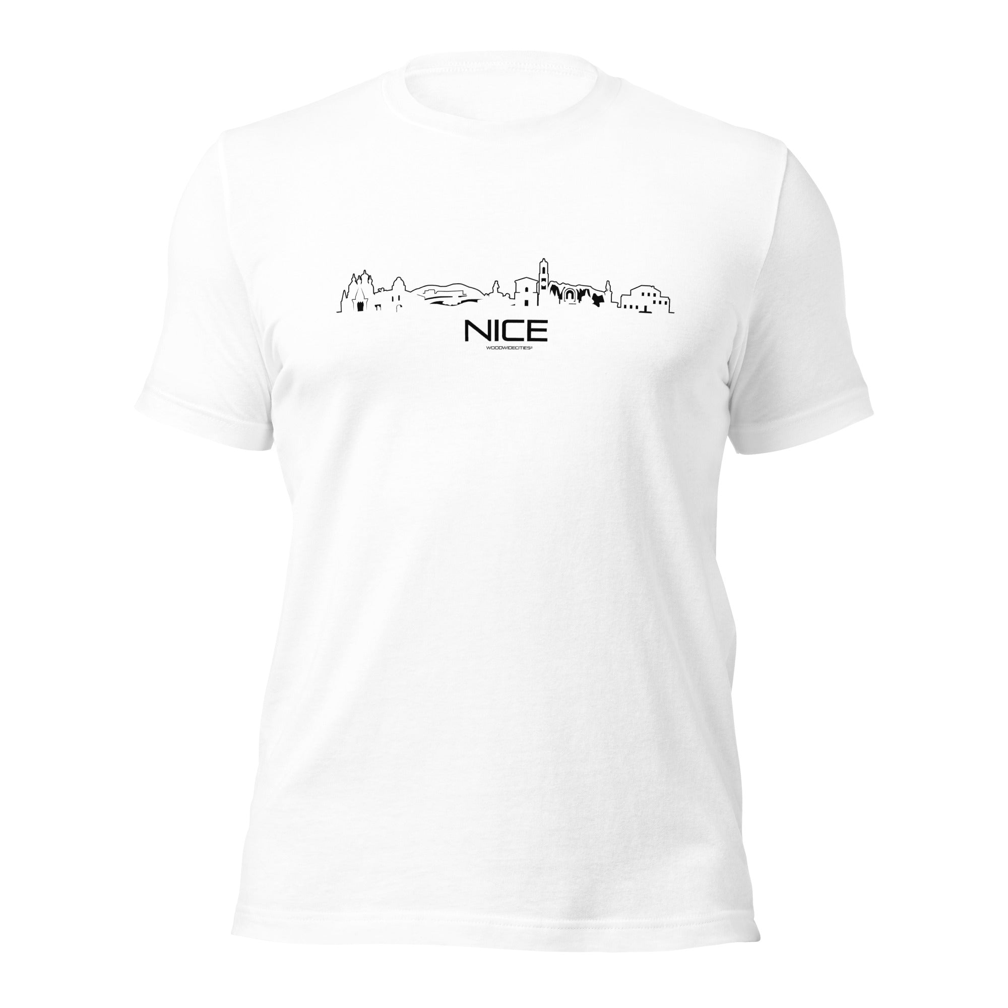 T-Shirt Nice White S houten cadeau decoratie relatiegeschenk van WoodWideCities