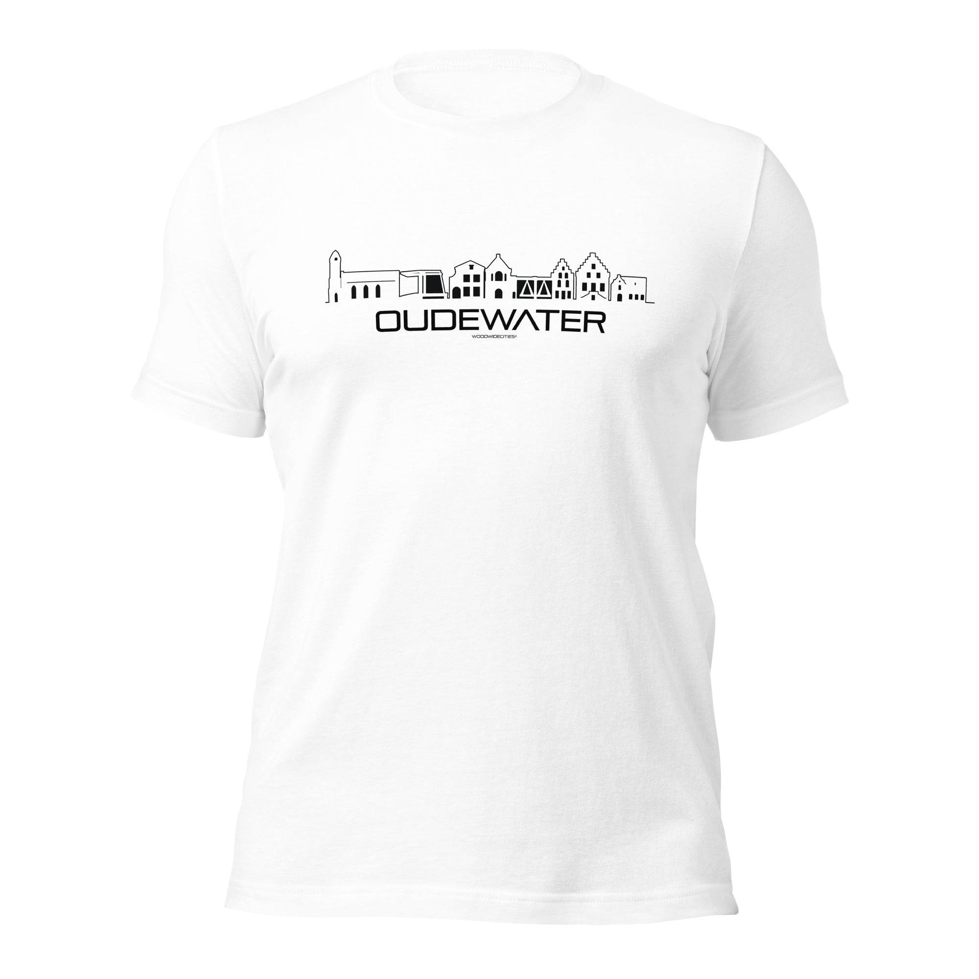 T-Shirt Oudewater White S houten cadeau decoratie relatiegeschenk van WoodWideCities