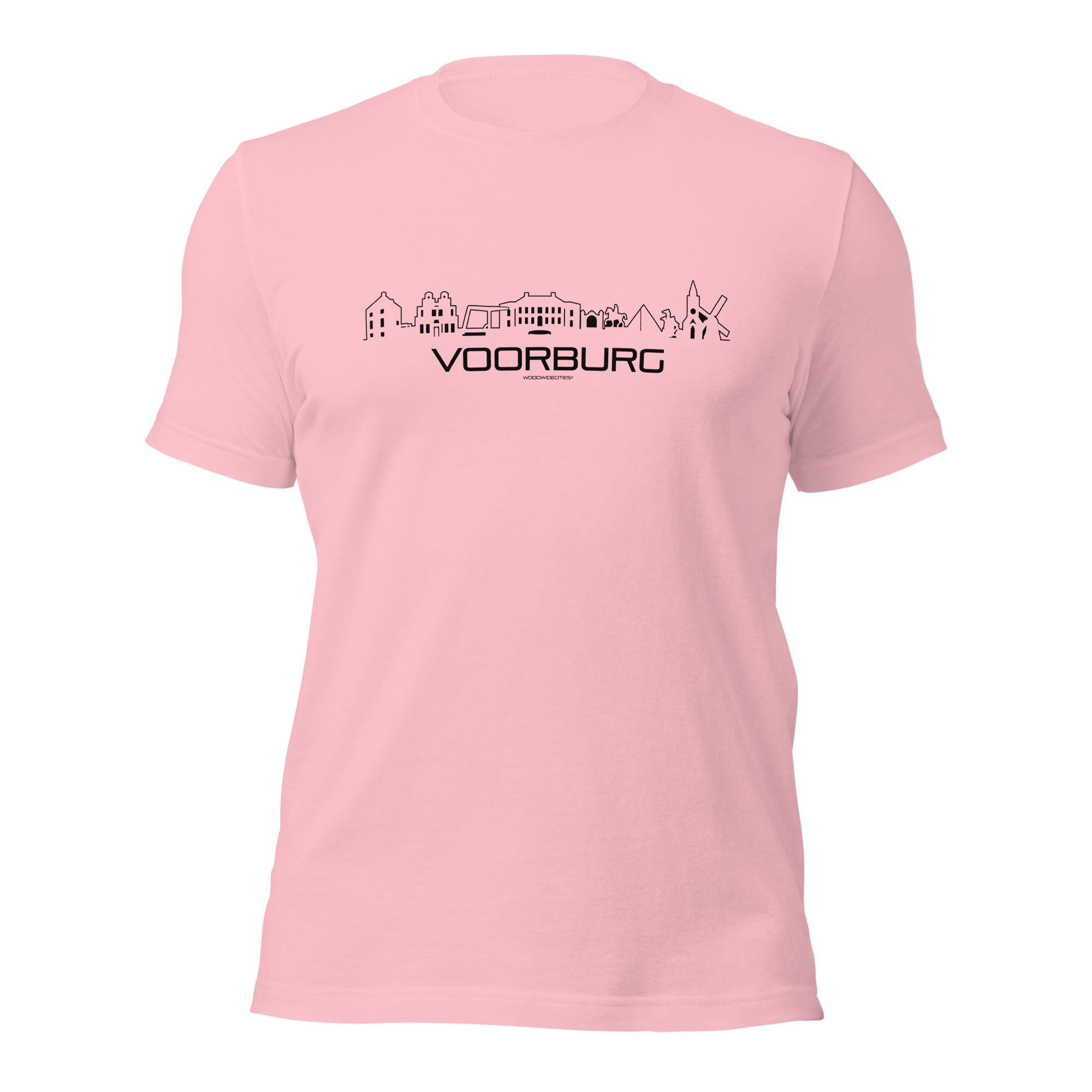T-Shirt Voorburg Roze S houten cadeau decoratie relatiegeschenk van WoodWideCities