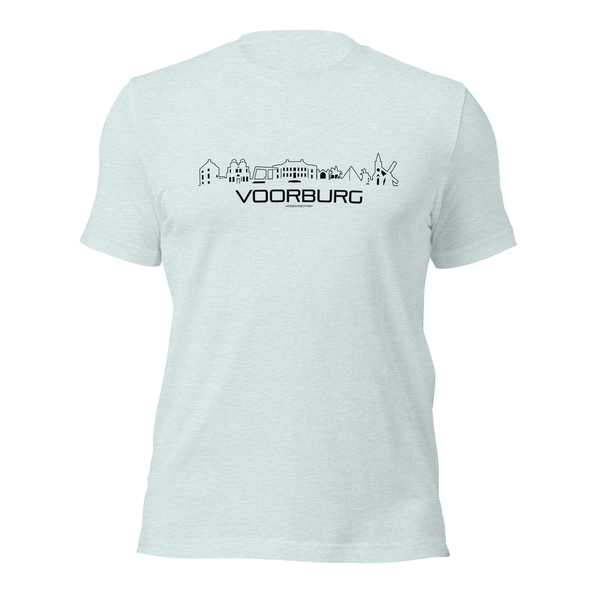 T-Shirt Voorburg Gemêleerd prisma ijsblauw S houten cadeau decoratie relatiegeschenk van WoodWideCities