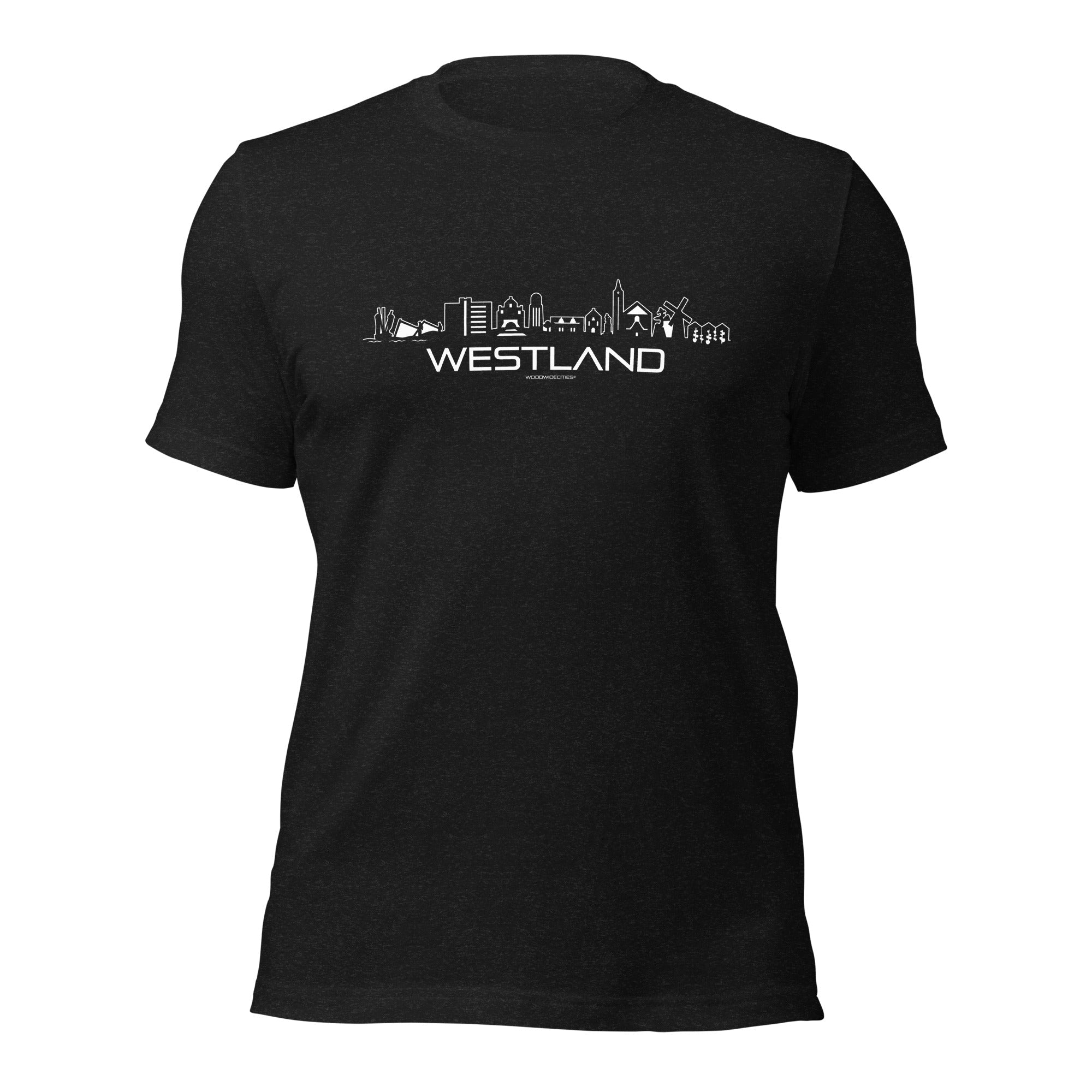 T-Shirt Westland Black Heather S houten cadeau decoratie relatiegeschenk van WoodWideCities
