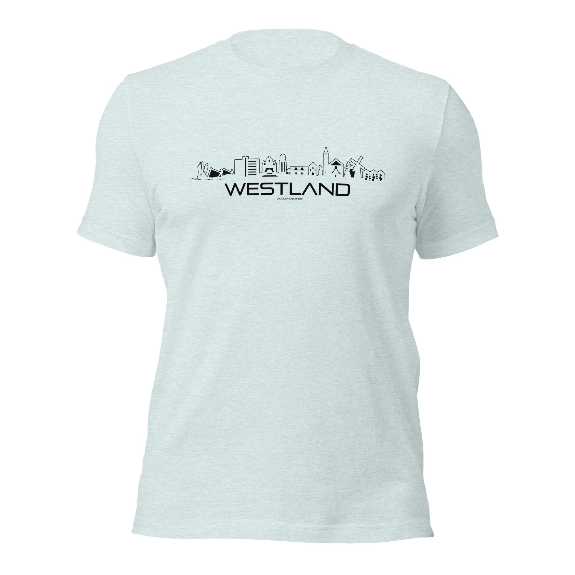 T-Shirt Westland Heather Prism Ice Blue S houten cadeau decoratie relatiegeschenk van WoodWideCities