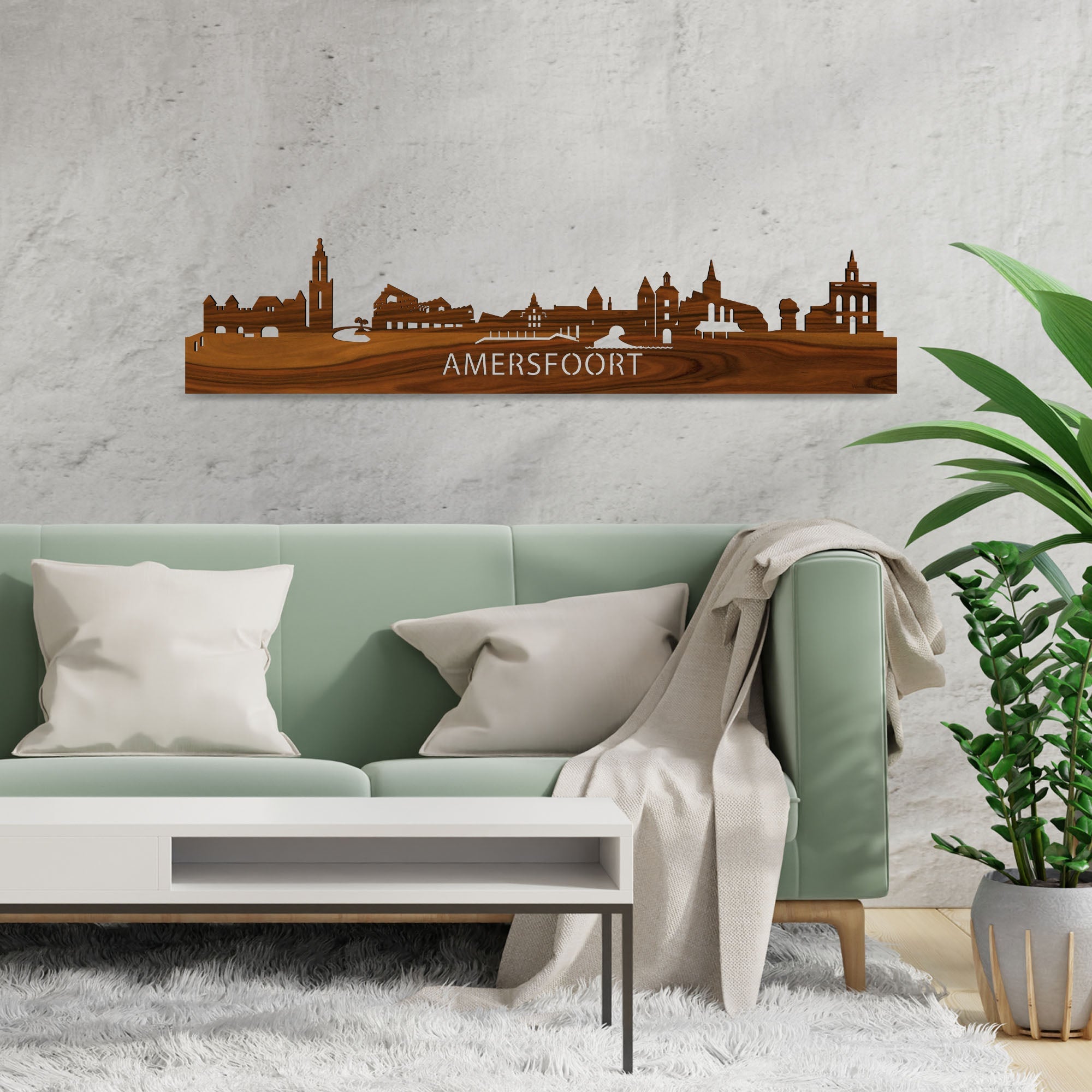 Skyline Amersfoort Palissander houten cadeau decoratie relatiegeschenk van WoodWideCities