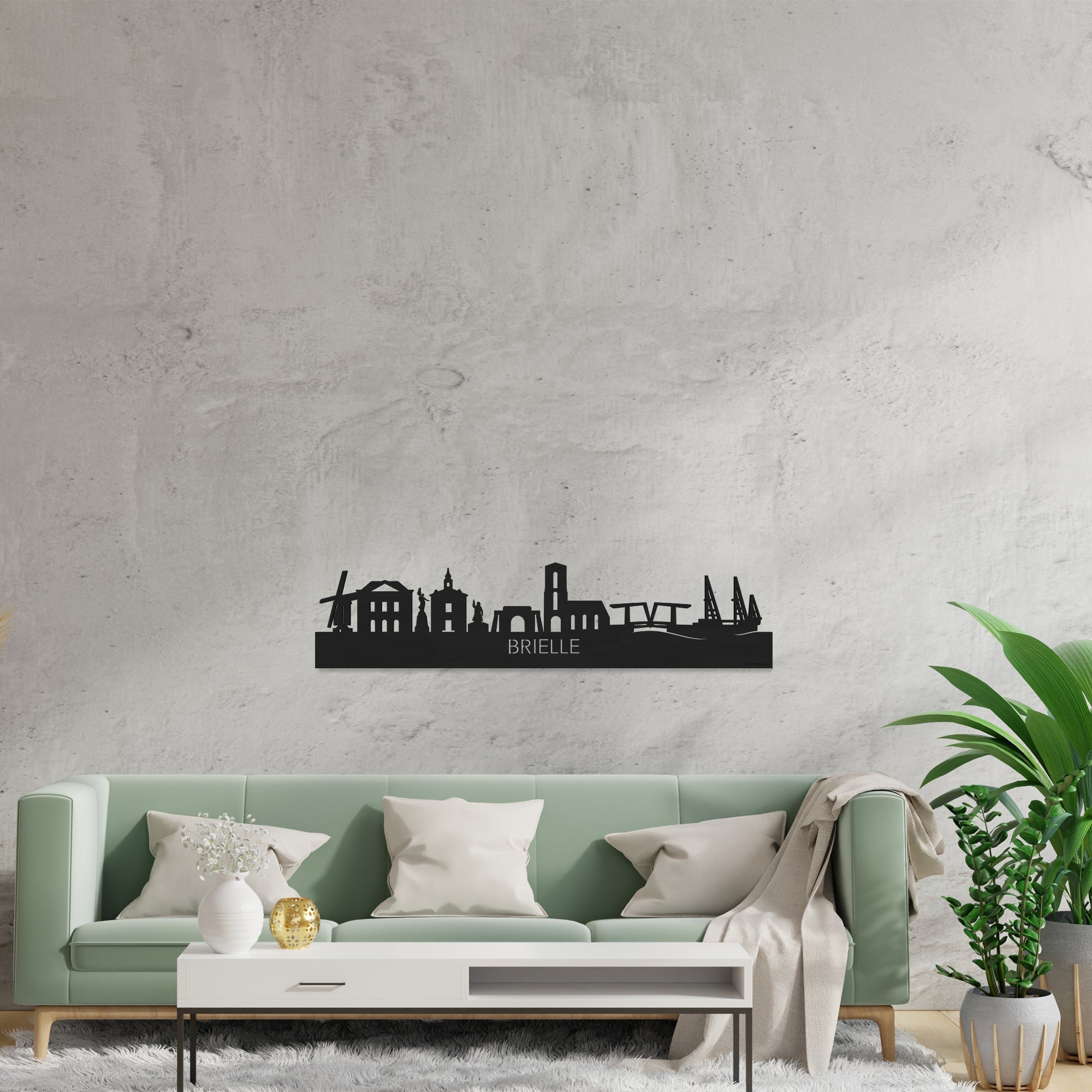 Skyline Brielle Zwart houten cadeau decoratie relatiegeschenk van WoodWideCities