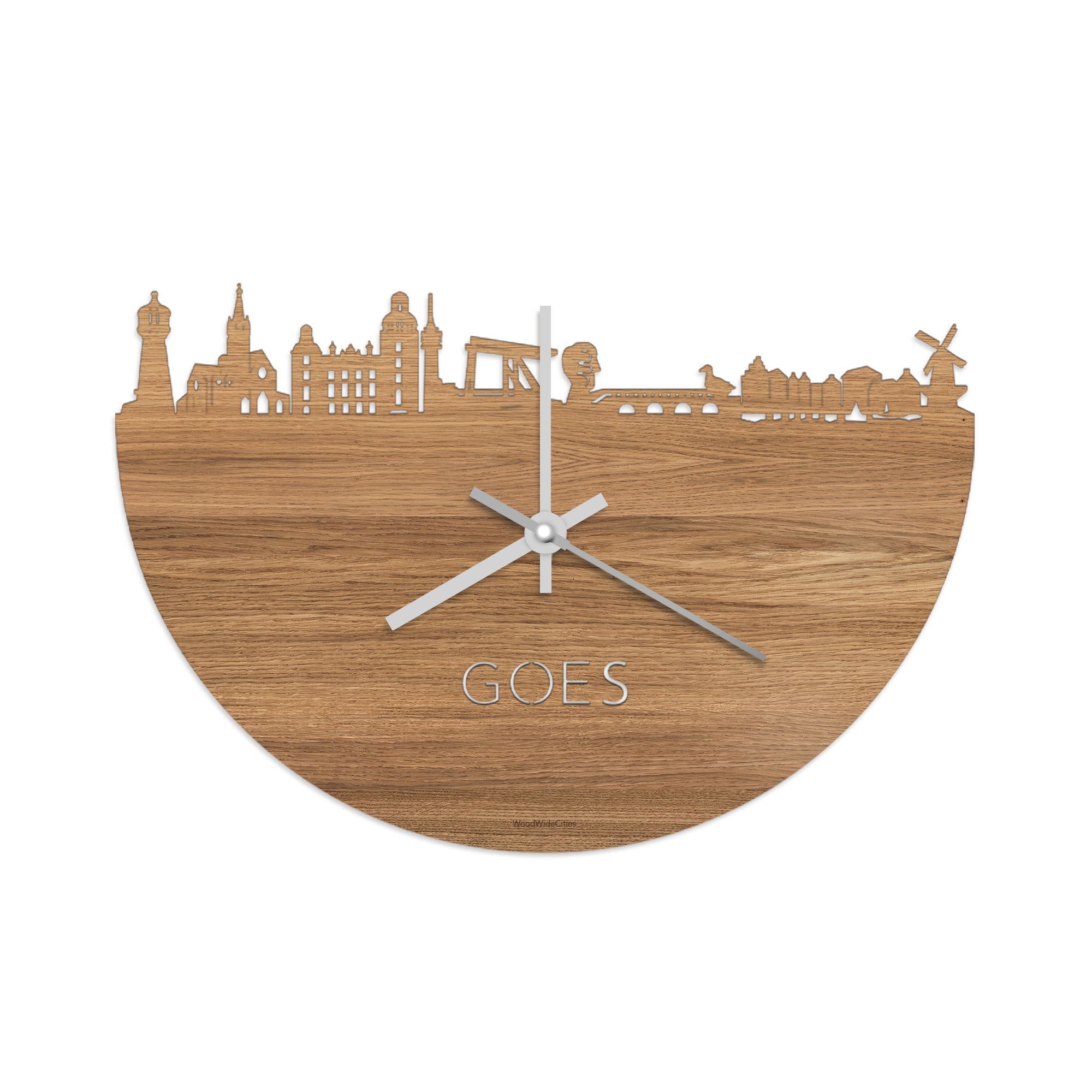 Skyline Klok Goes Eiken houten cadeau wanddecoratie relatiegeschenk van WoodWideCities