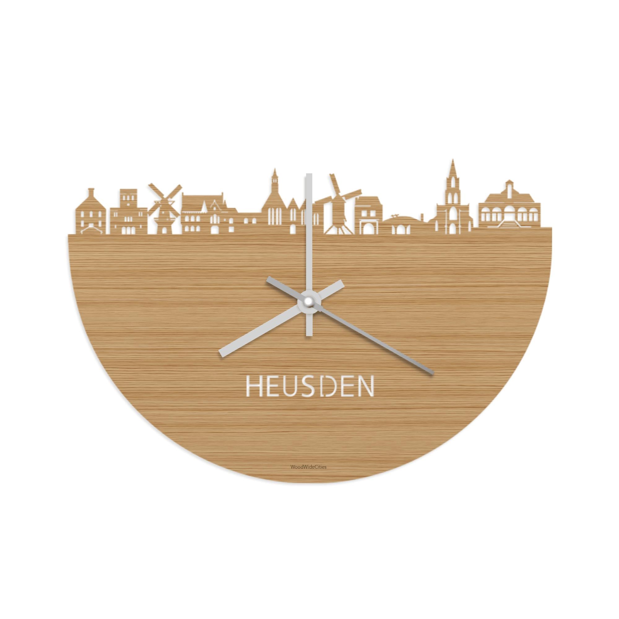 Skyline Klok Heusden Bamboe houten cadeau wanddecoratie relatiegeschenk van WoodWideCities