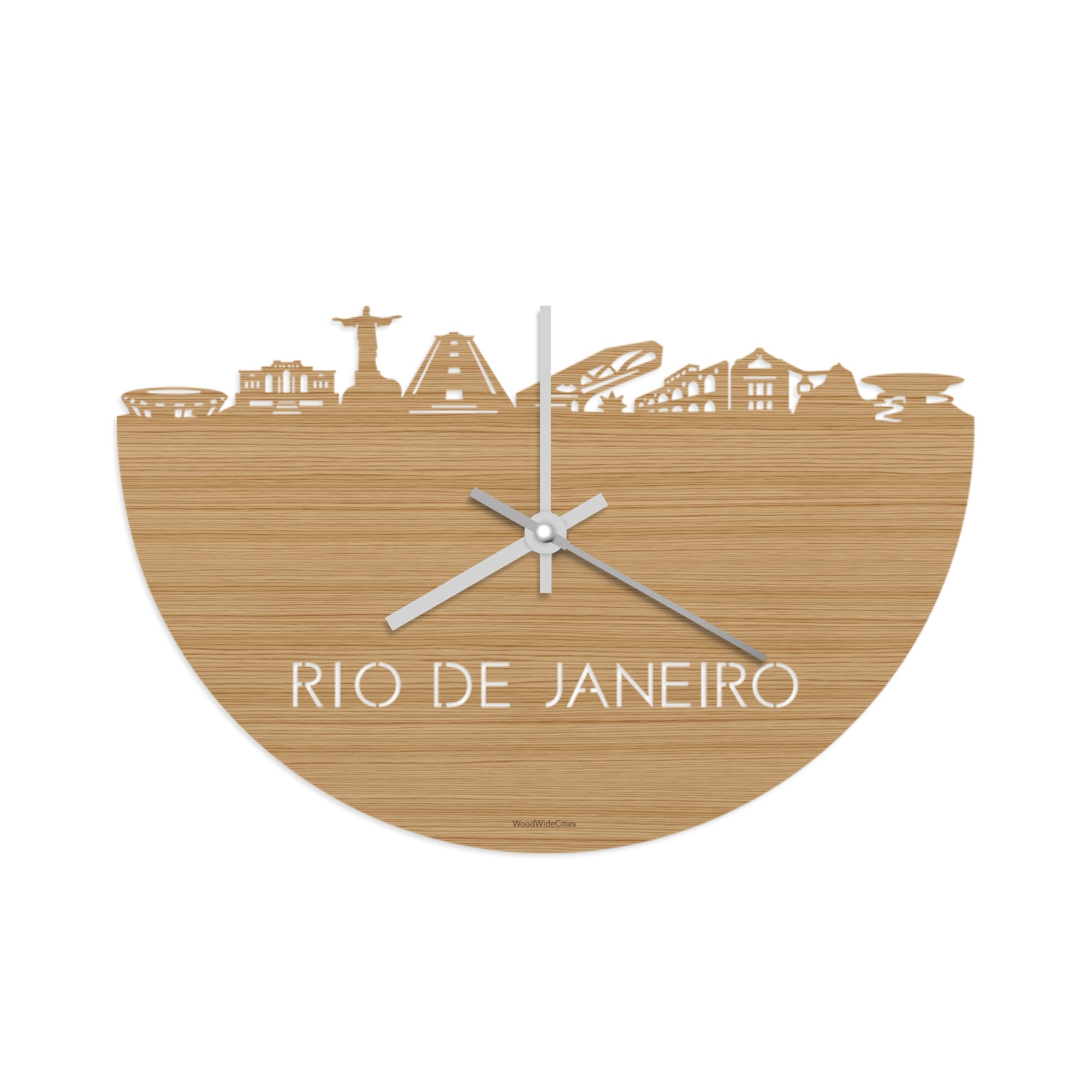 Skyline Klok Rio de Janeiro Bamboe houten cadeau wanddecoratie relatiegeschenk van WoodWideCities