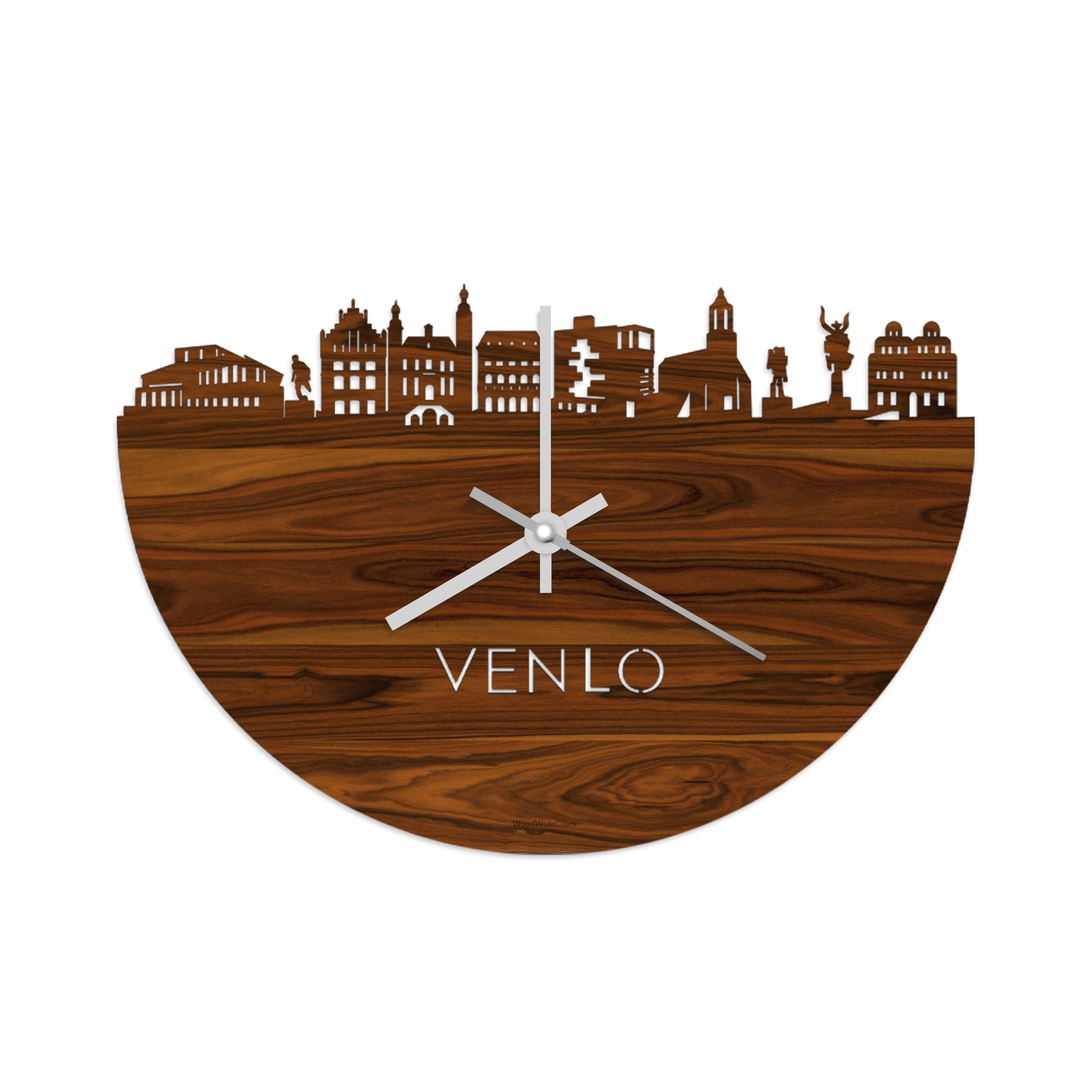 Skyline Klok Venlo Palissander houten cadeau wanddecoratie relatiegeschenk van WoodWideCities