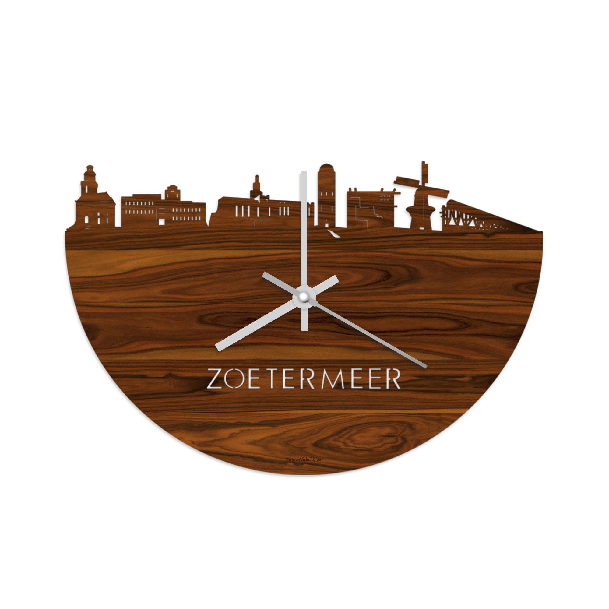 Skyline Klok Zoetermeer Palissander Palissander  houten cadeau wanddecoratie relatiegeschenk van WoodWideCities