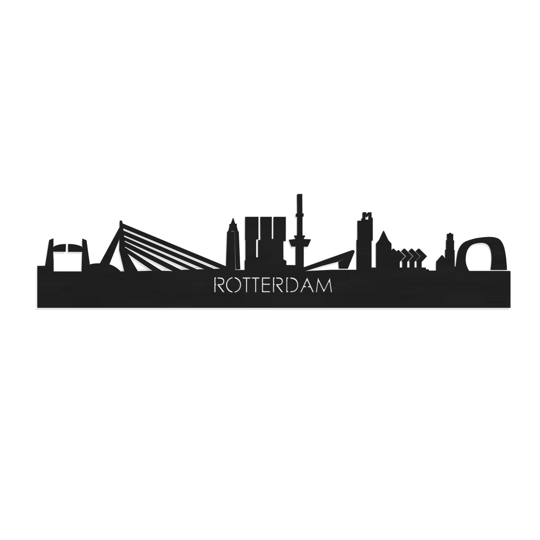 Skyline Rotterdam Black houten cadeau decoratie relatiegeschenk van WoodWideCities