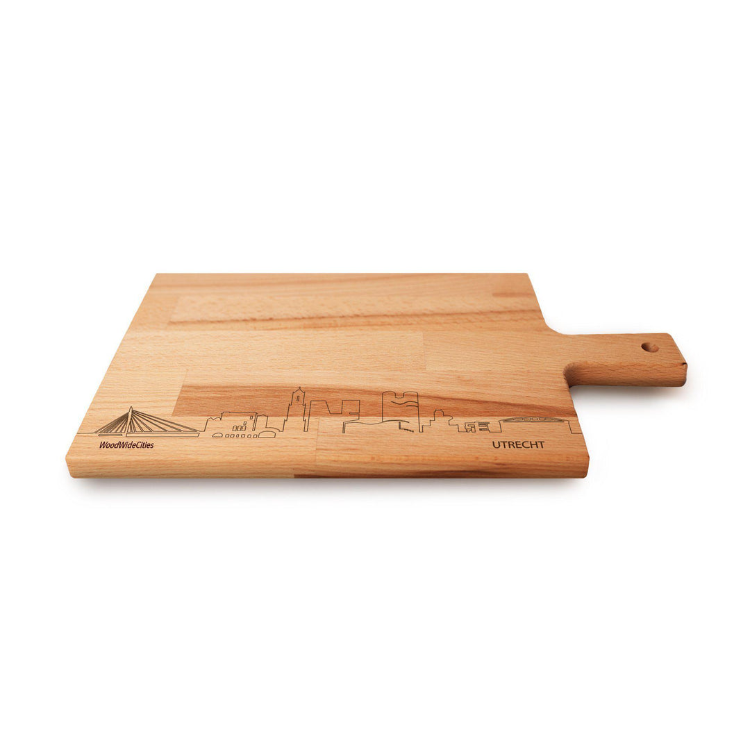 Skyline Serveerplank Utrecht houten cadeau decoratie relatiegeschenk van WoodWideCities