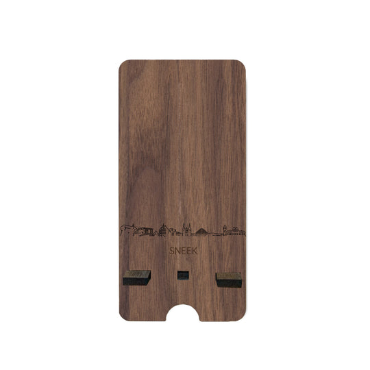 Skyline Telefoonhouder Sneek houten cadeau decoratie relatiegeschenk van WoodWideCities