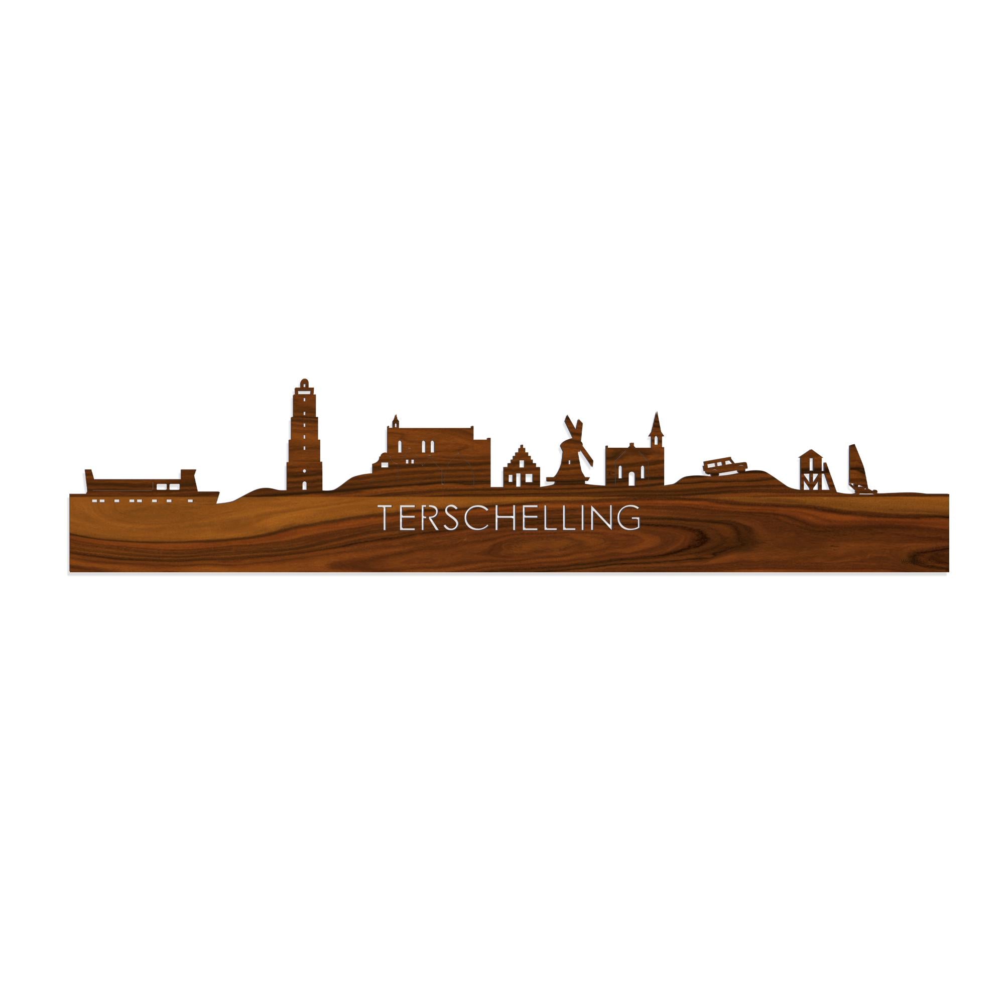 Skyline Terschelling Palissander 80 cm Zonder verlichting  houten cadeau decoratie relatiegeschenk van WoodWideCities