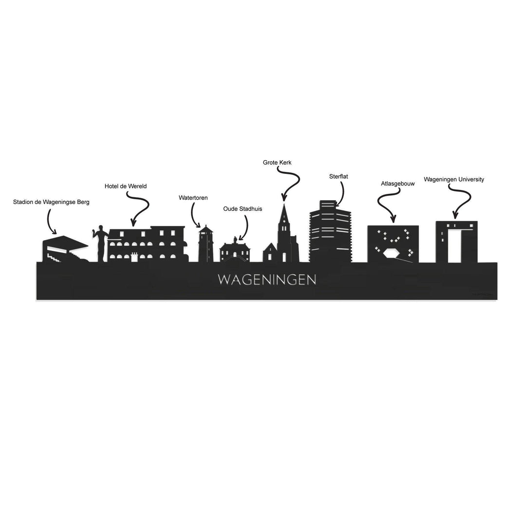 Skyline Wageningen Noten houten cadeau decoratie relatiegeschenk van WoodWideCities