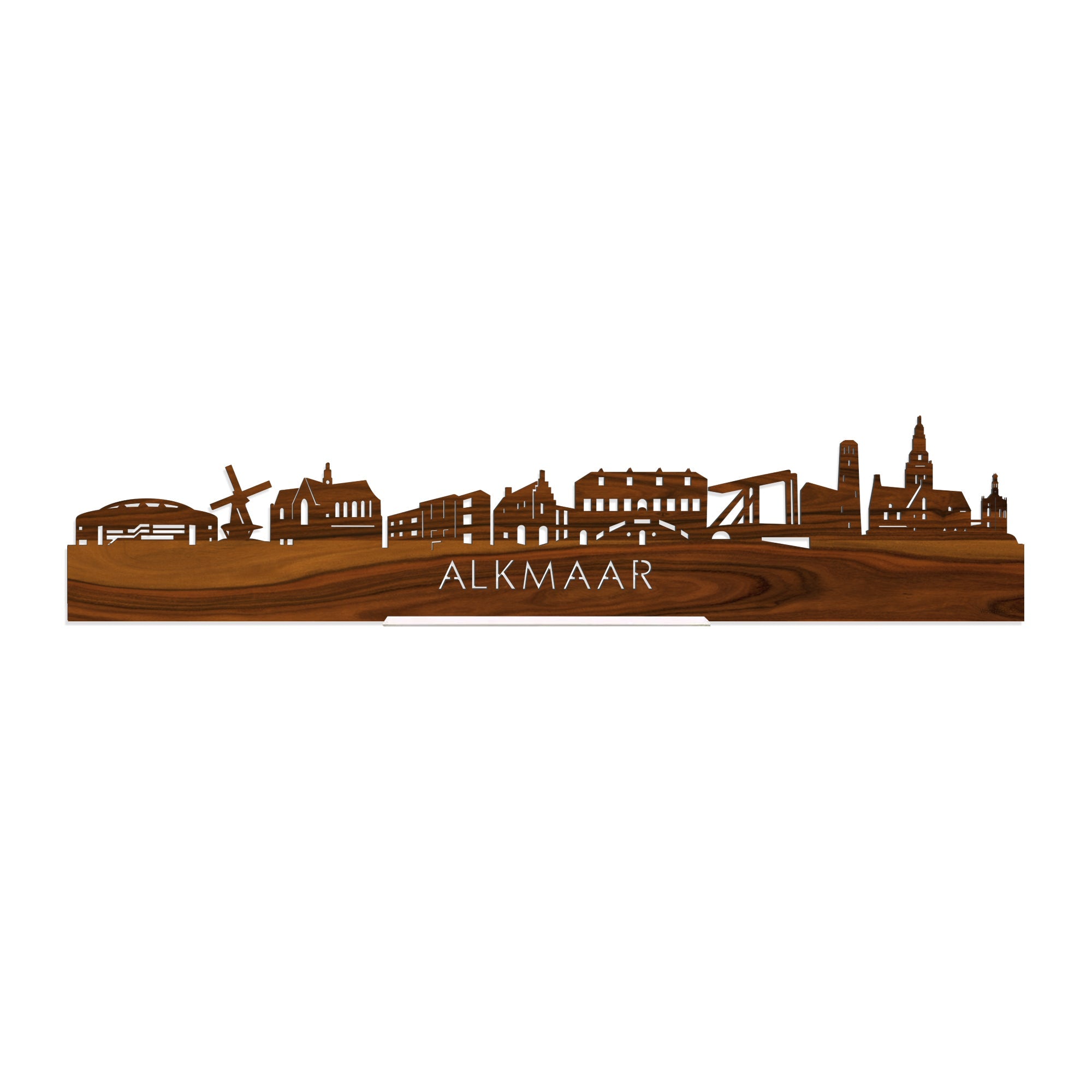 Standing Skyline Alkmaar Palissander houten cadeau decoratie relatiegeschenk van WoodWideCities