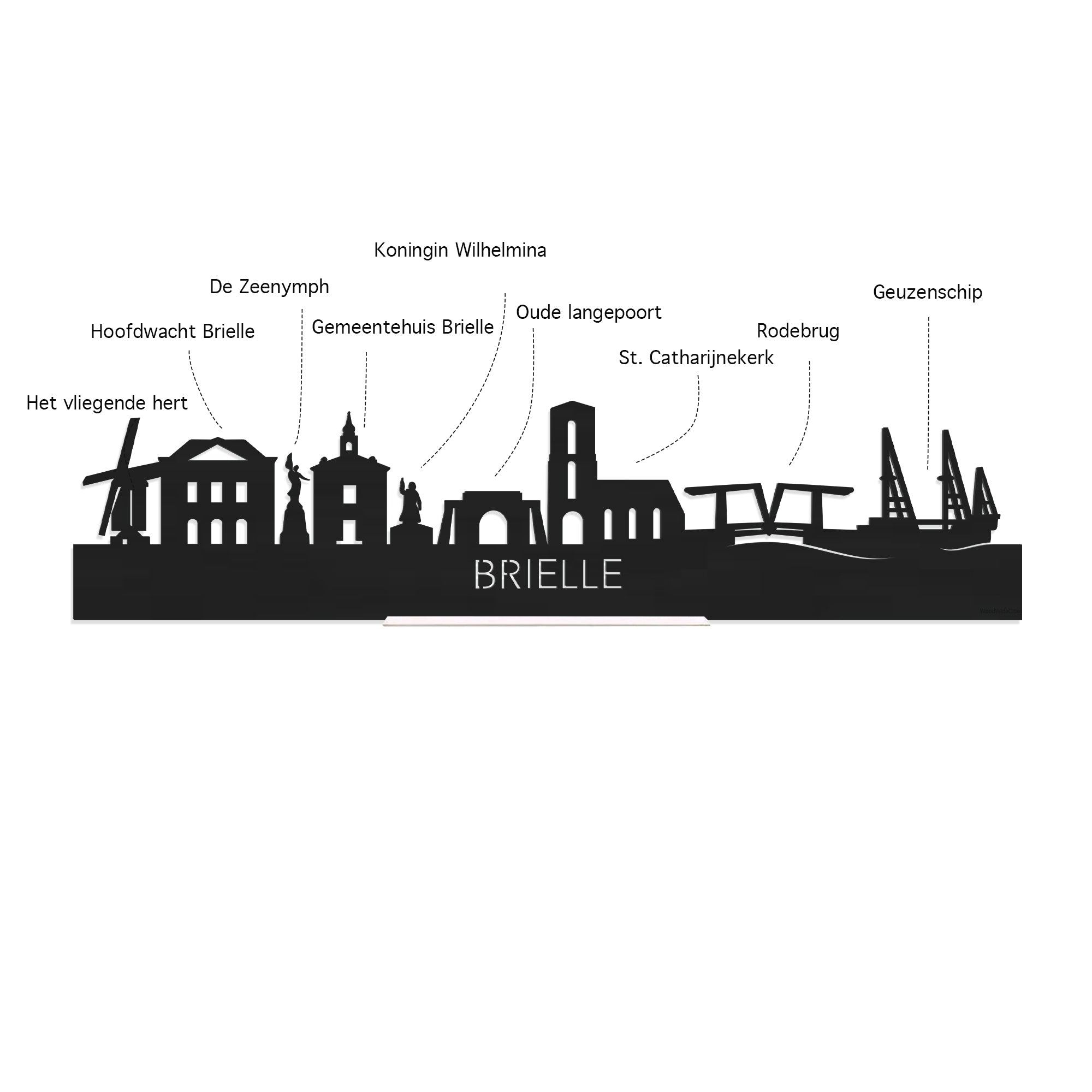 Standing Skyline Brielle Wit glanzend gerecycled kunststof cadeau decoratie relatiegeschenk van WoodWideCities