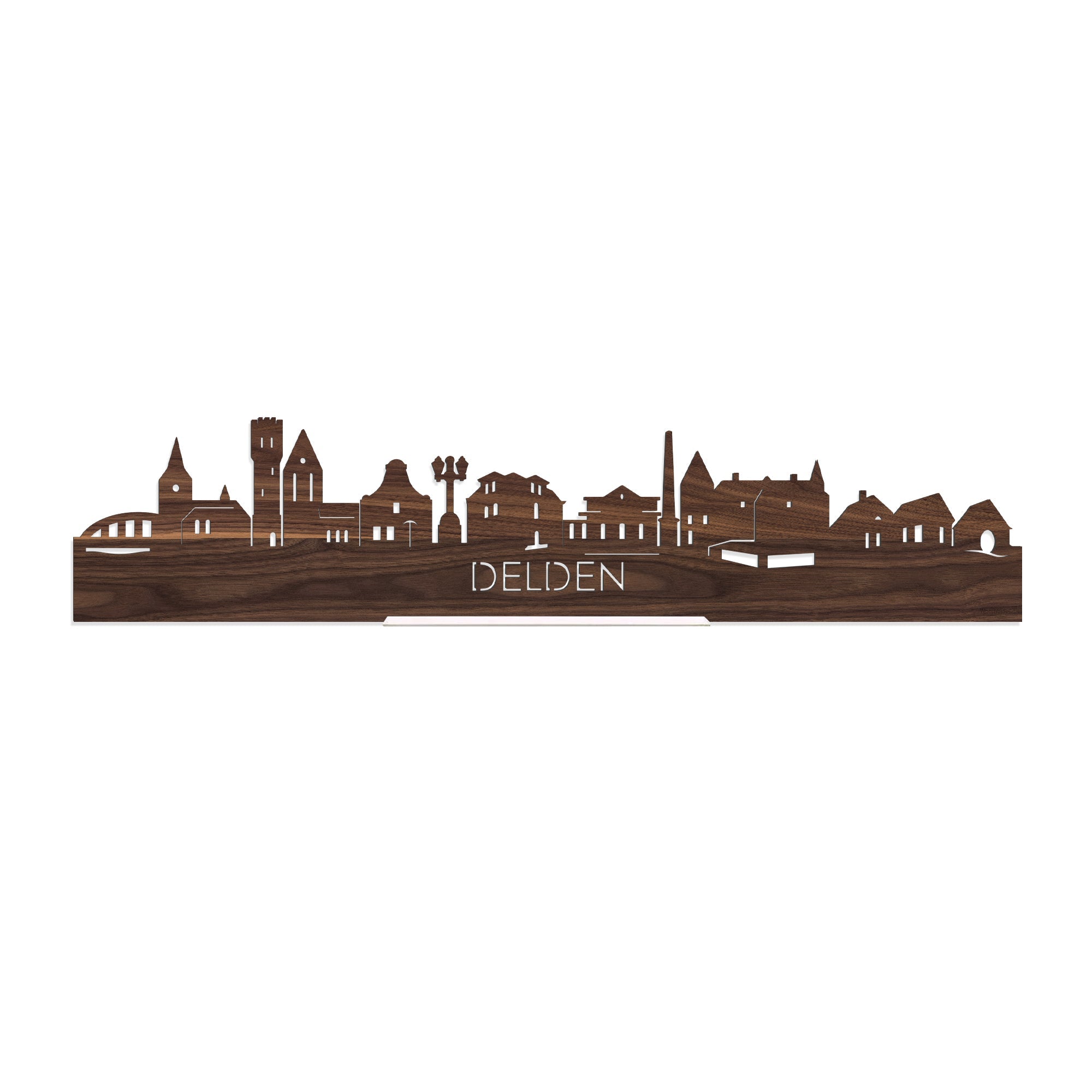 Standing Skyline Delden Noten houten cadeau decoratie relatiegeschenk van WoodWideCities