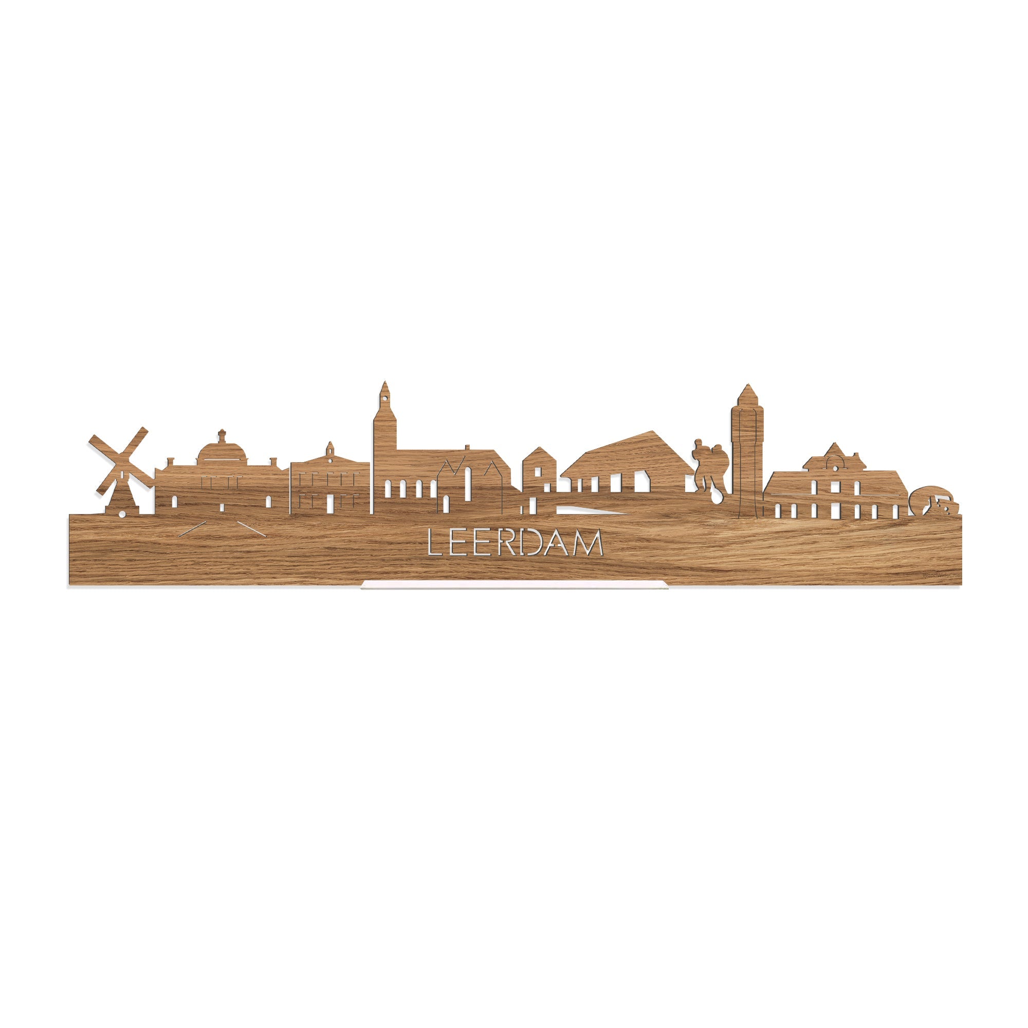 Standing Skyline Leerdam Eiken houten cadeau decoratie relatiegeschenk van WoodWideCities