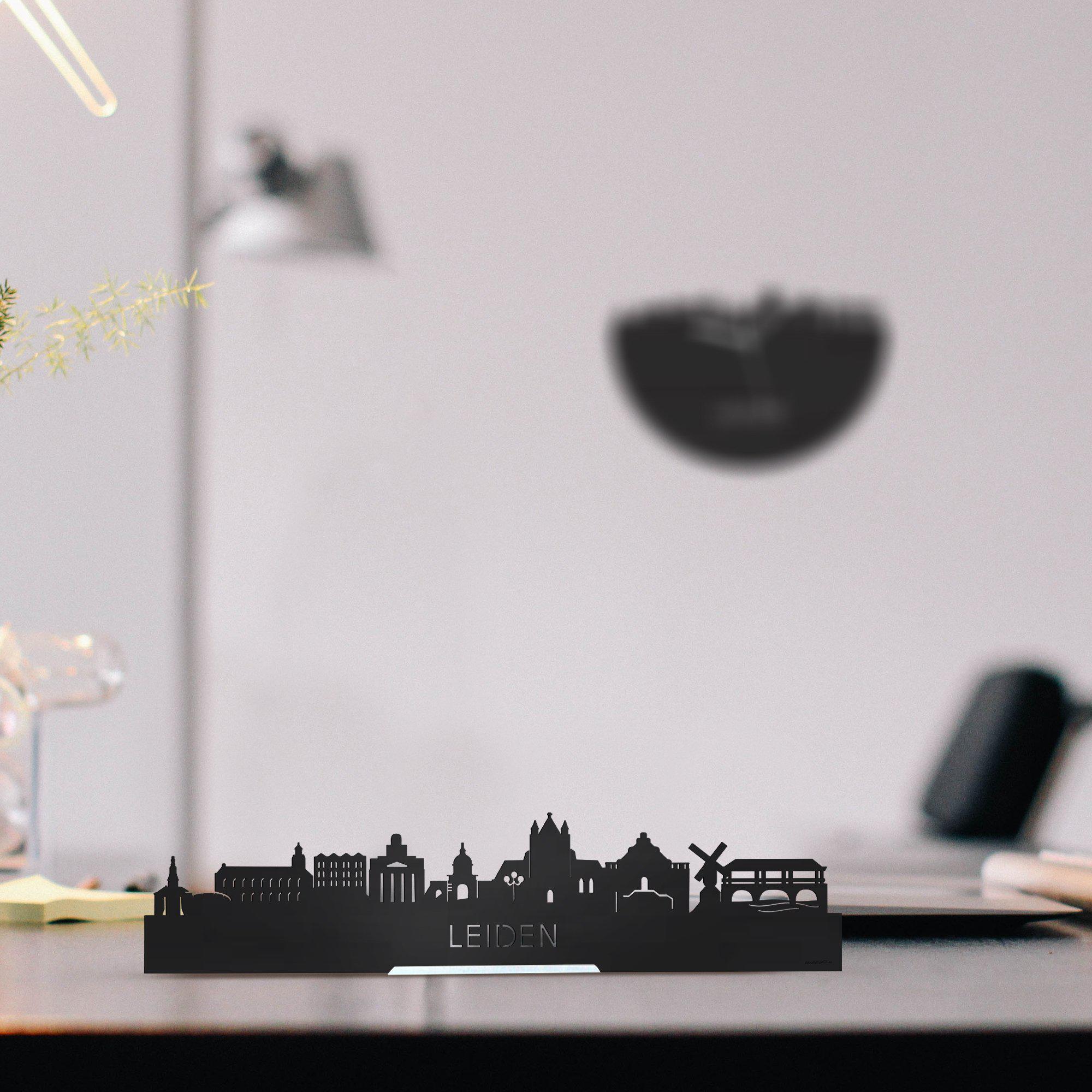 Standing Skyline Leiden Black houten cadeau decoratie relatiegeschenk van WoodWideCities