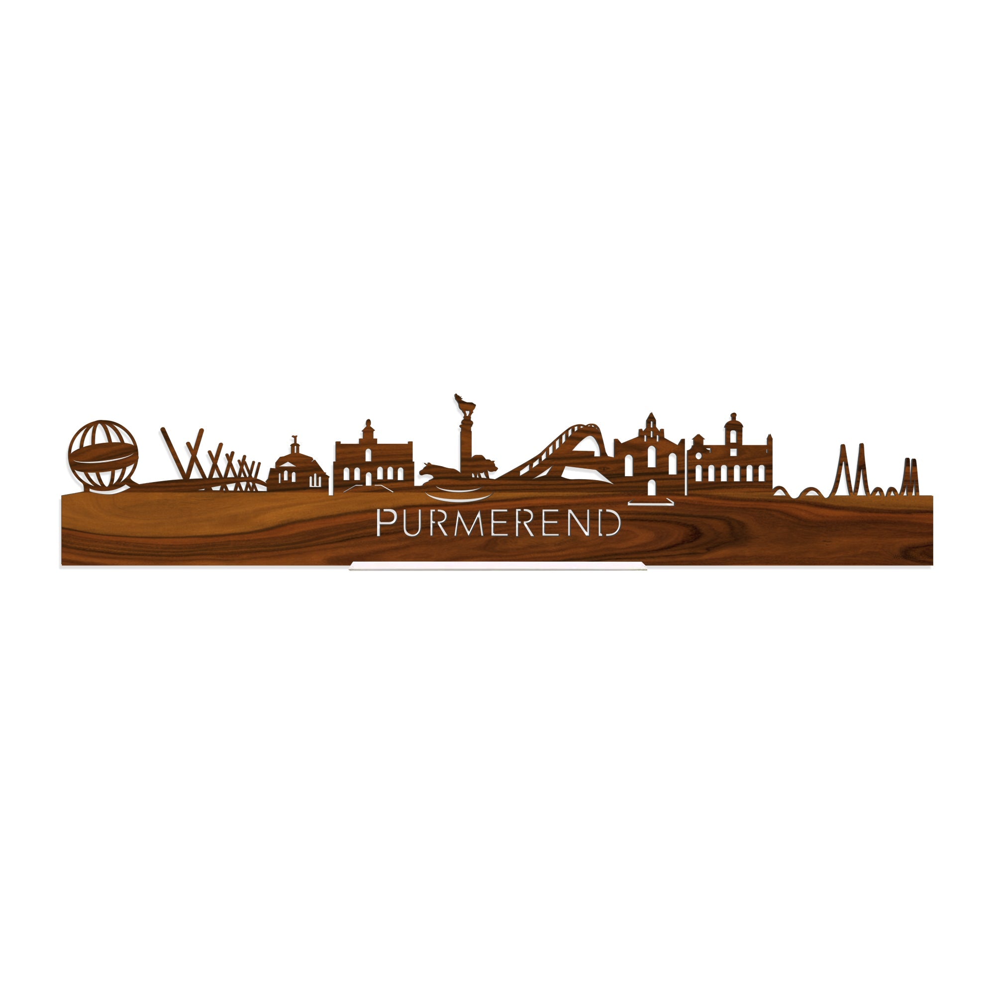 Standing Skyline Purmerend Palissander houten cadeau decoratie relatiegeschenk van WoodWideCities