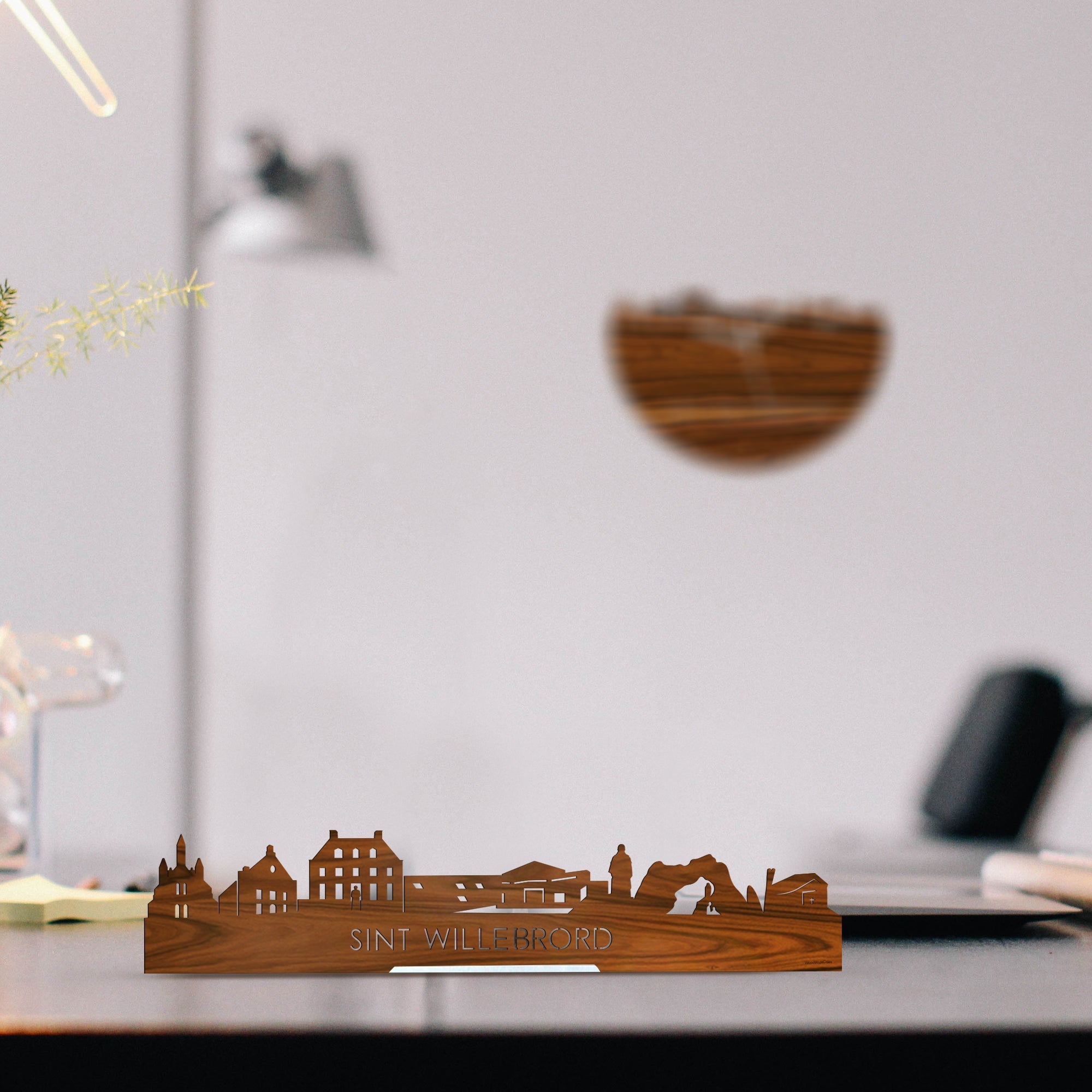 Standing Skyline Sint Willebrord Palissander houten cadeau decoratie relatiegeschenk van WoodWideCities