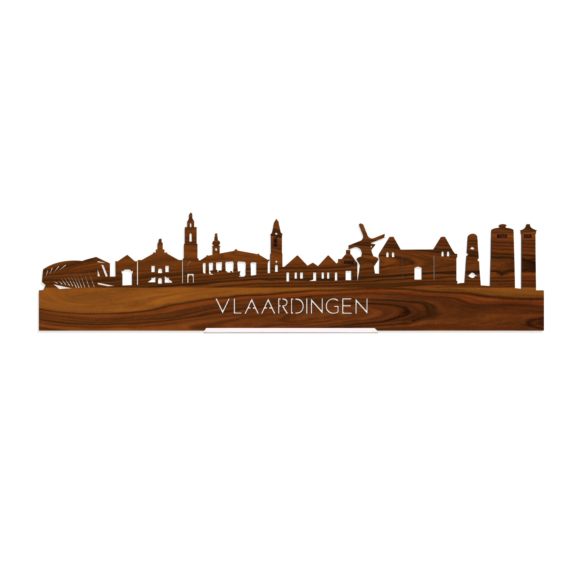 Standing Skyline Vlaardingen Palissander houten cadeau decoratie relatiegeschenk van WoodWideCities