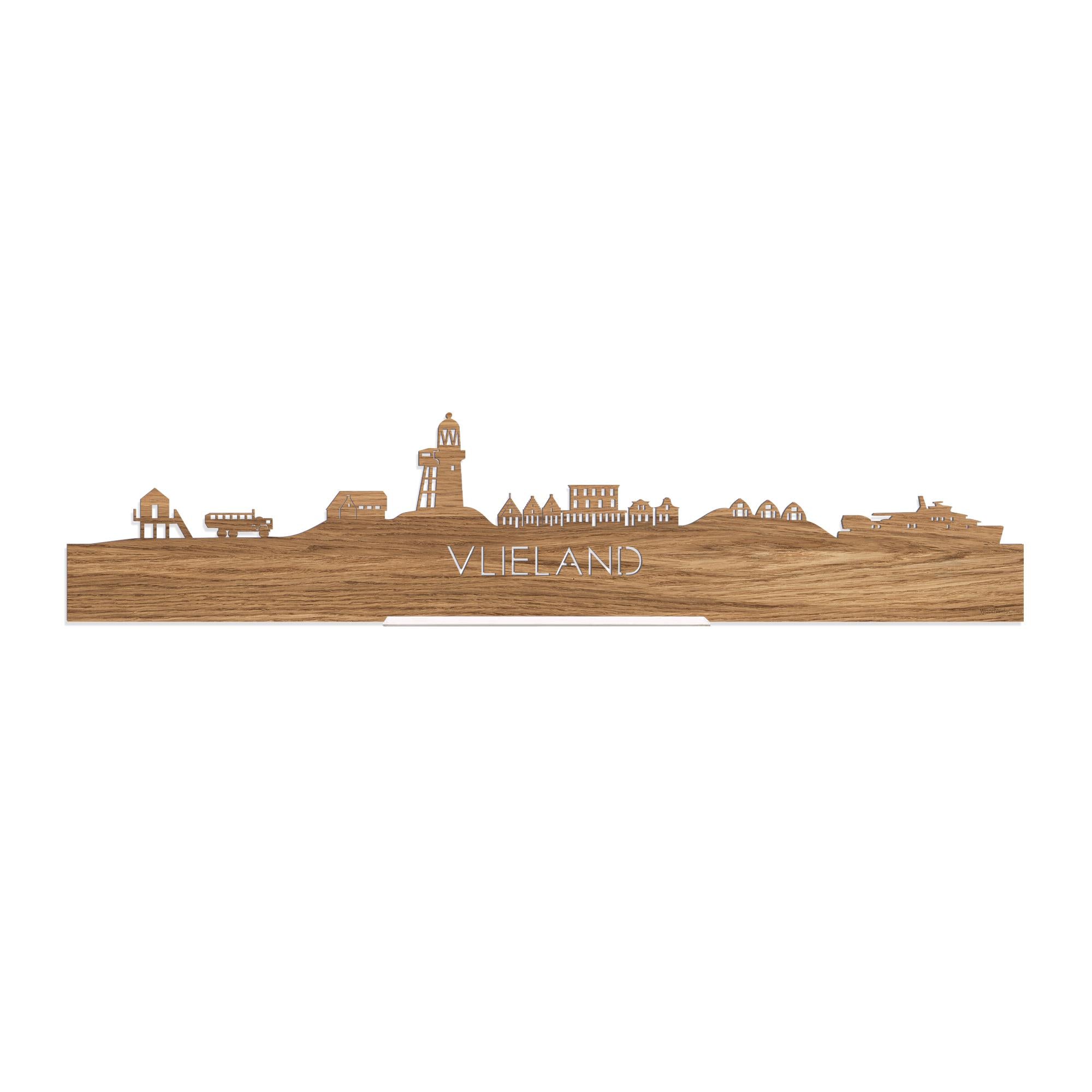 Standing Skyline Vlieland Eiken 40 cm  houten cadeau decoratie relatiegeschenk van WoodWideCities