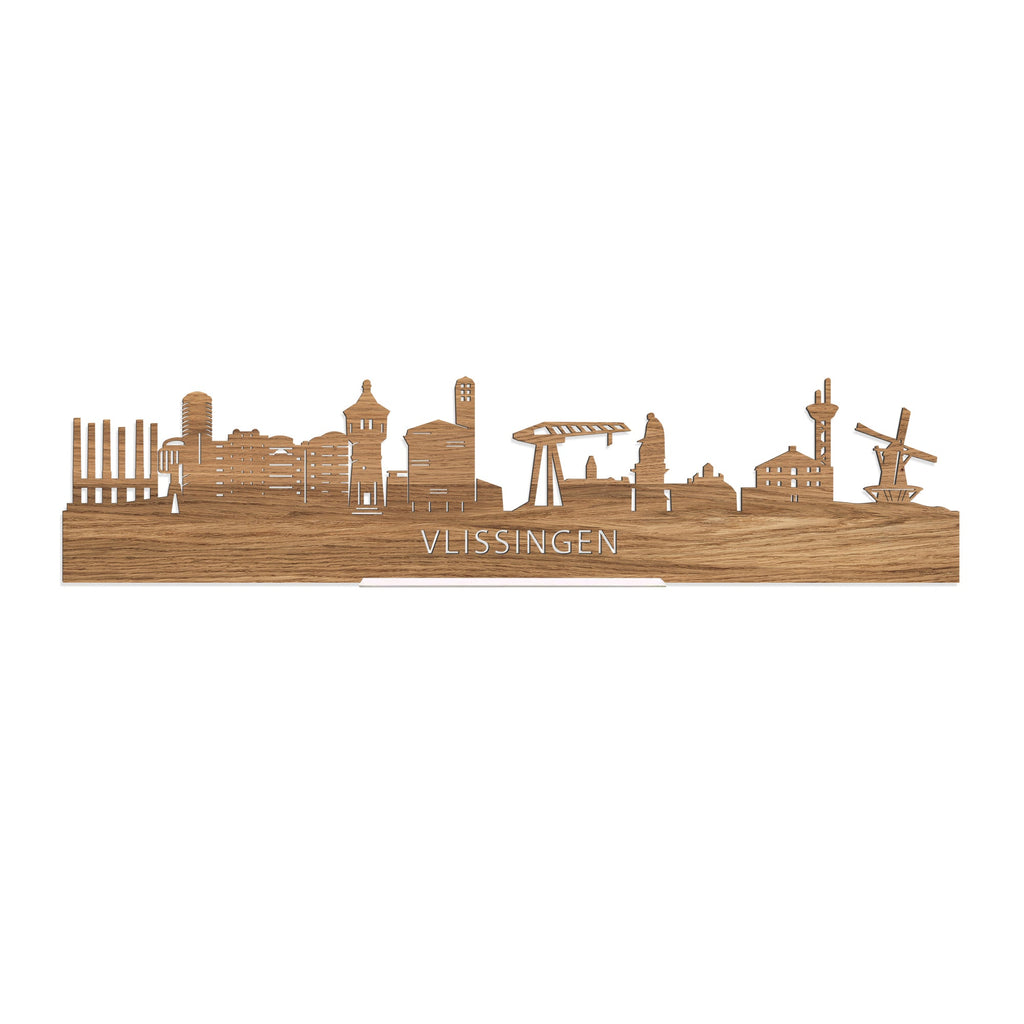 Standing Skyline Vlissingen Eiken houten cadeau decoratie relatiegeschenk van WoodWideCities